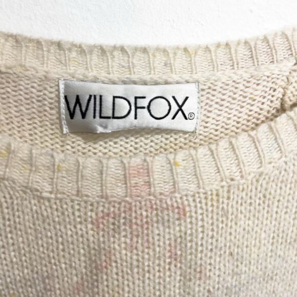 Wildfox Sweater Small Floral Flowers Ivory Pastel Distressed Lightweight Knit - Picture 4 of 8